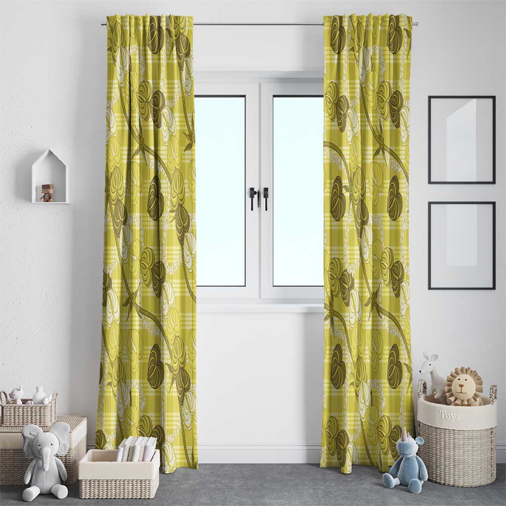 Anthurium Pikake Ti Leaf Palaka Window Curtain Yellow Version LT01 - Polynesian Pride