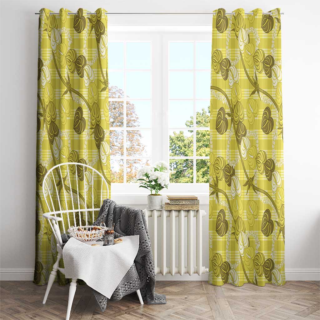 Anthurium Pikake Ti Leaf Palaka Window Curtain Yellow Version LT01 - Polynesian Pride