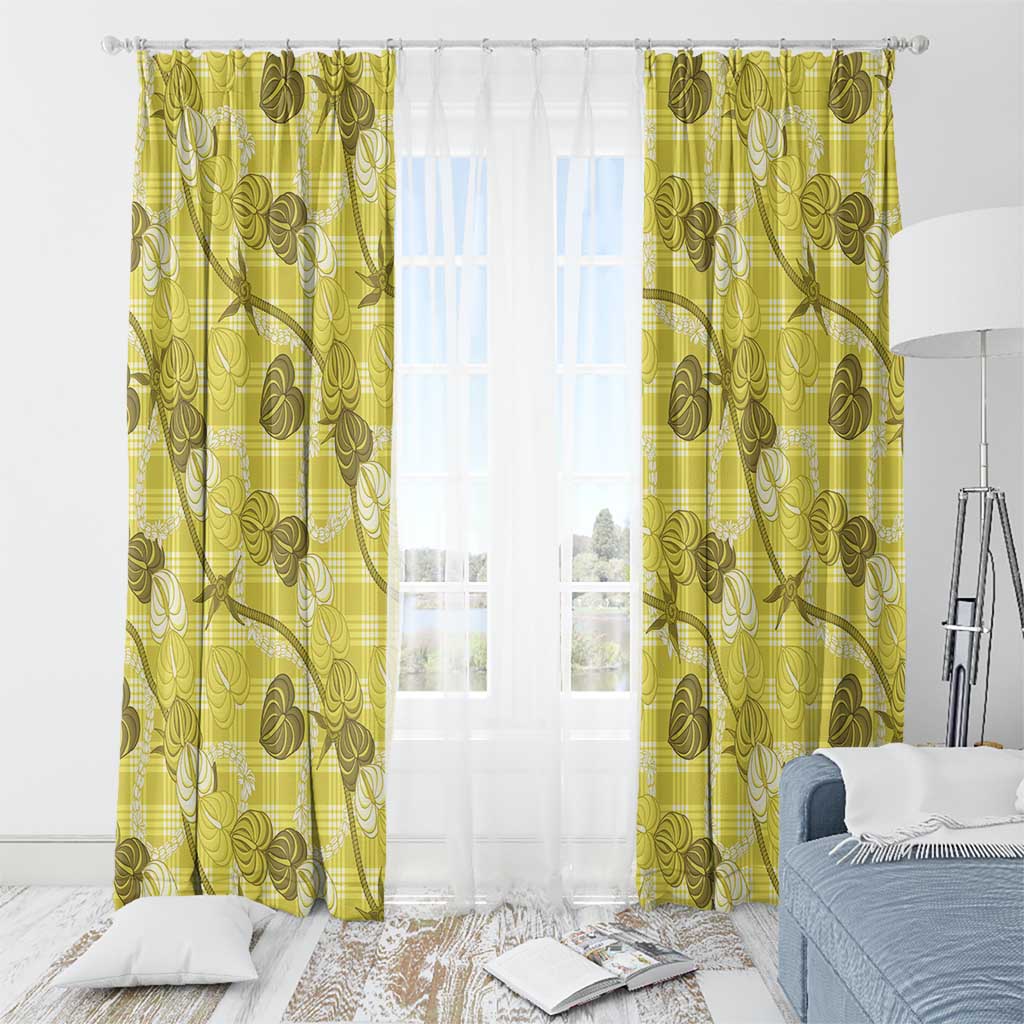 Anthurium Pikake Ti Leaf Palaka Window Curtain Yellow Version LT01 - Polynesian Pride