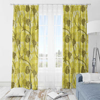 Anthurium Pikake Ti Leaf Palaka Window Curtain Yellow Version LT01 - Polynesian Pride