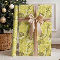 Anthurium Pikake Ti Leaf Palaka Wrapping Paper Yellow Version LT01 - Polynesian Pride