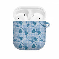 Anthurium Pikake Ti Leaf Palaka AirPods Case Blue Version LT01 Blue - Polynesian Pride
