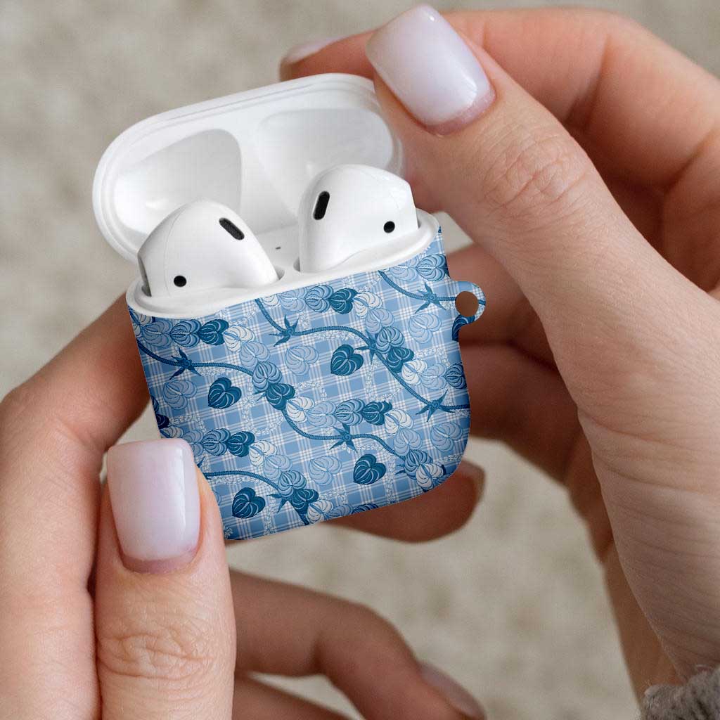 Anthurium Pikake Ti Leaf Palaka AirPods Case Blue Version LT01 - Polynesian Pride