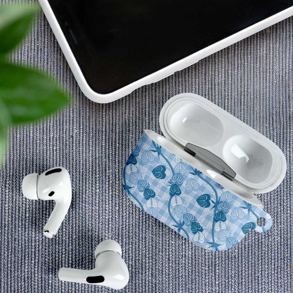 Anthurium Pikake Ti Leaf Palaka AirPods Case Blue Version LT01 - Polynesian Pride