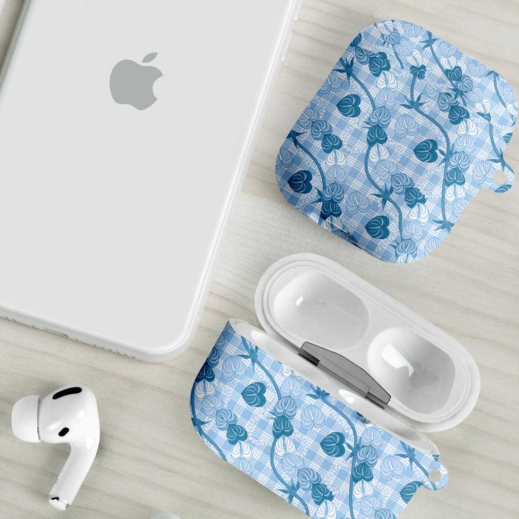 Anthurium Pikake Ti Leaf Palaka AirPods Case Blue Version LT01 - Polynesian Pride