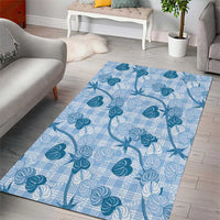 Anthurium Pikake Ti Leaf Palaka Area Rug Blue Version LT01 - Polynesian Pride