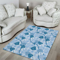 Anthurium Pikake Ti Leaf Palaka Area Rug Blue Version LT01 - Polynesian Pride