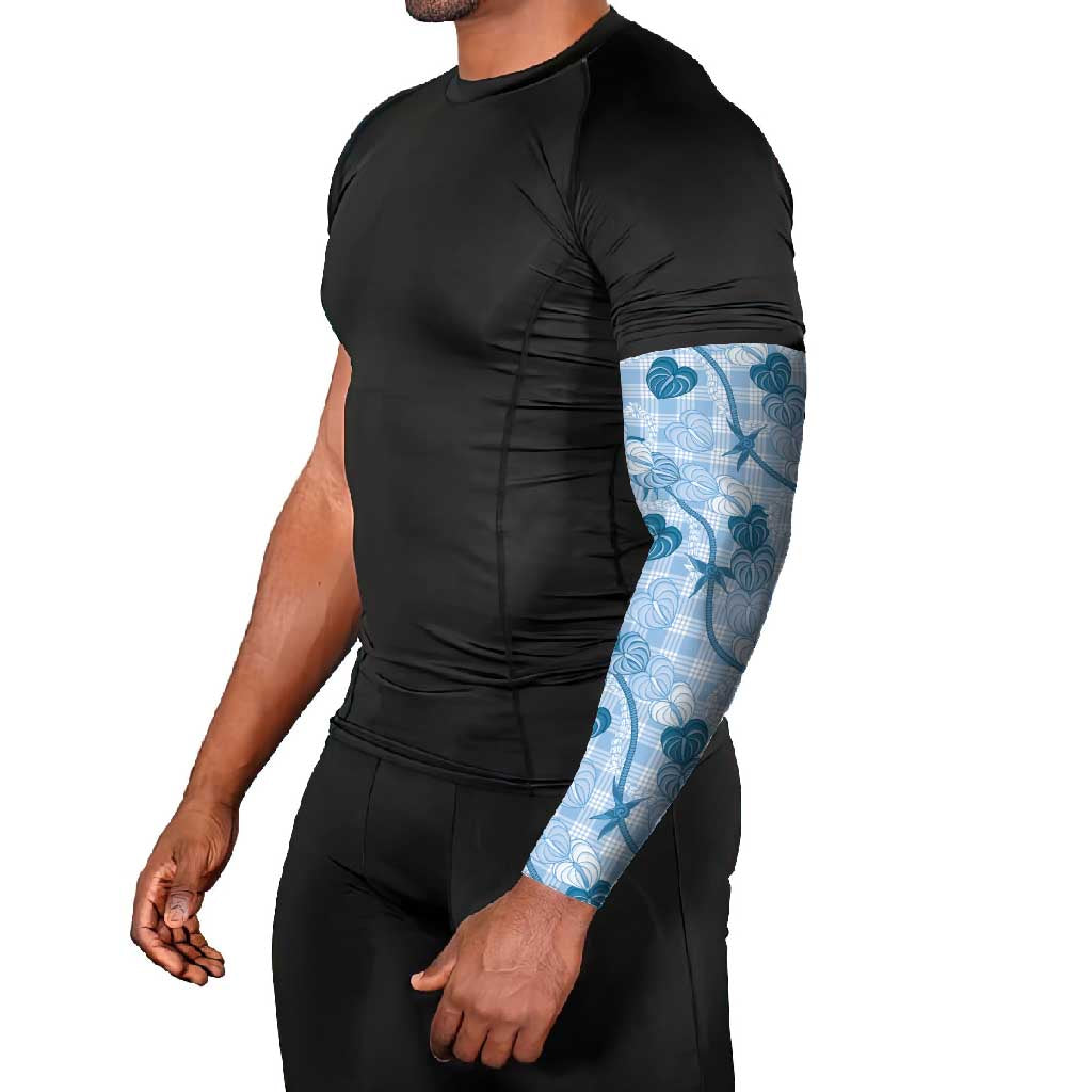 Anthurium Pikake Ti Leaf Palaka Arm Sleeves Blue Version LT01 - Polynesian Pride