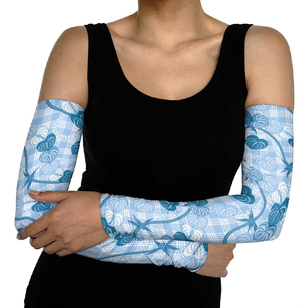 Anthurium Pikake Ti Leaf Palaka Arm Sleeves Blue Version LT01 - Polynesian Pride
