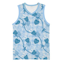 Anthurium Pikake Ti Leaf Palaka Basketball Jersey Blue Version LT01 Unisex Blue - Polynesian Pride