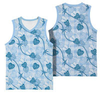Anthurium Pikake Ti Leaf Palaka Basketball Jersey Blue Version LT01 - Polynesian Pride