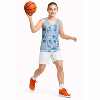 Anthurium Pikake Ti Leaf Palaka Basketball Jersey Blue Version LT01 - Polynesian Pride