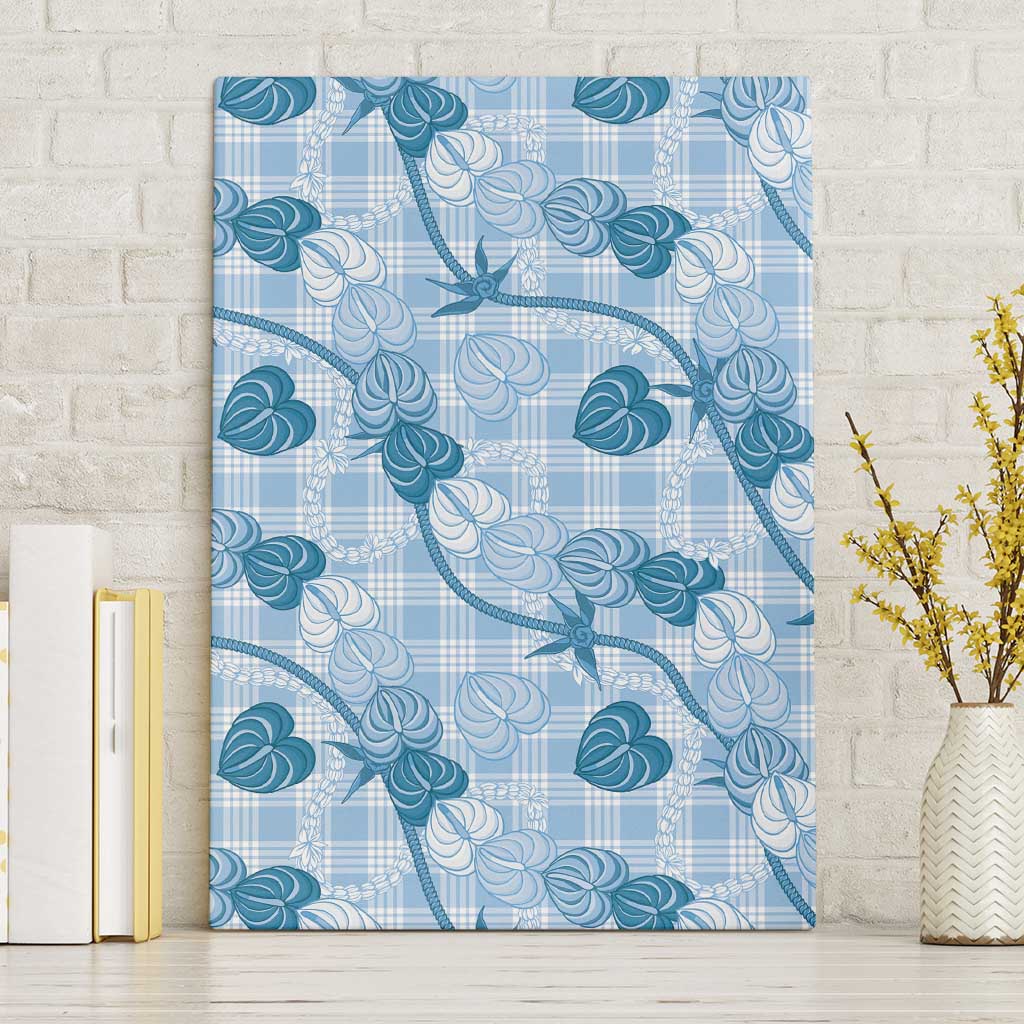 Anthurium Pikake Ti Leaf Palaka Canvas Wall Art Blue Version