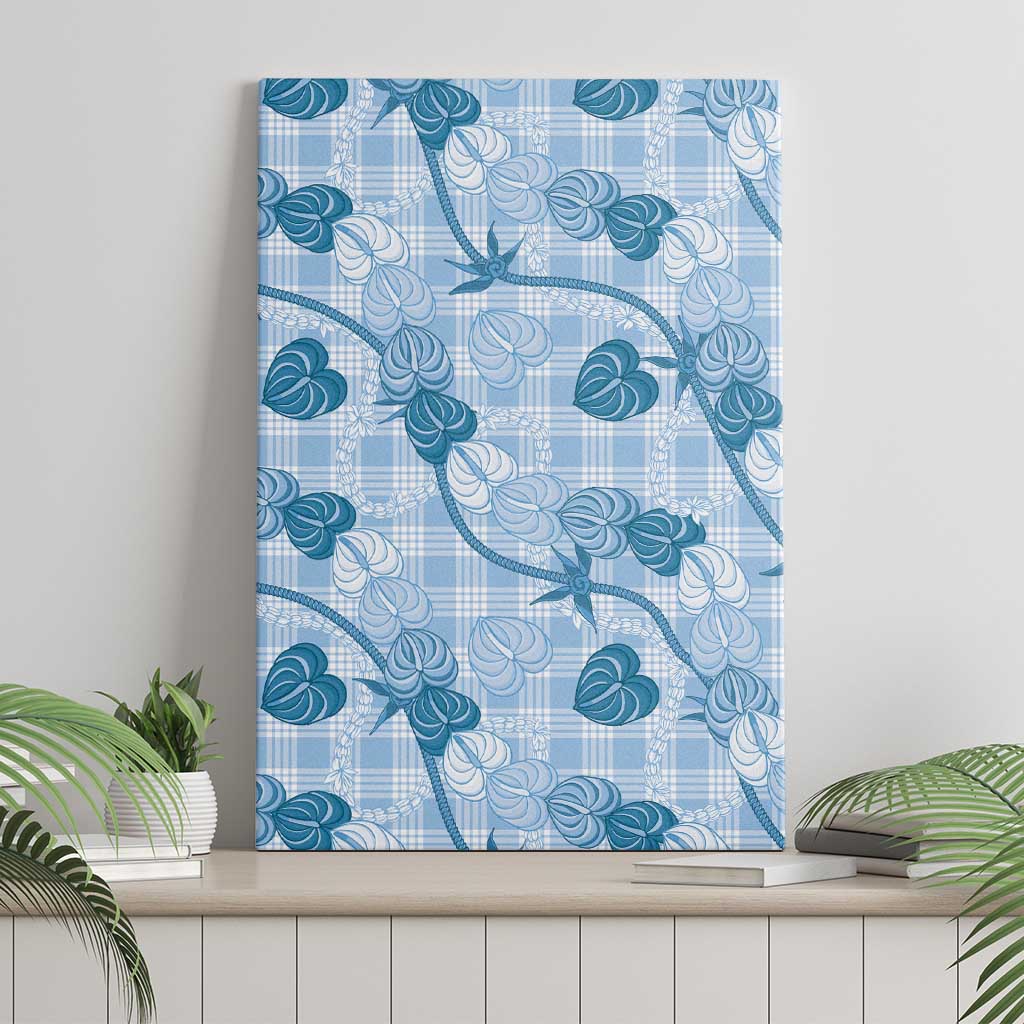 Anthurium Pikake Ti Leaf Palaka Canvas Wall Art Blue Version