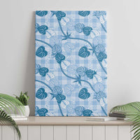 Anthurium Pikake Ti Leaf Palaka Canvas Wall Art Blue Version