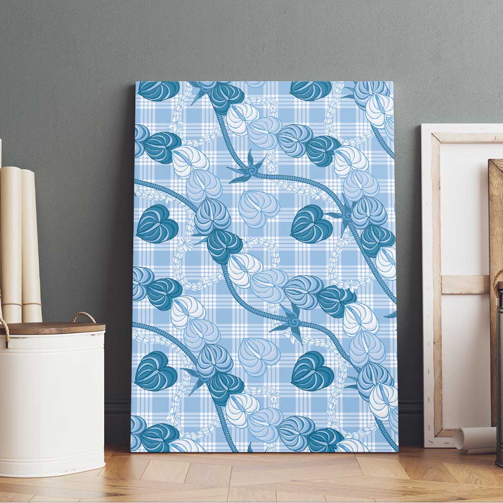 Anthurium Pikake Ti Leaf Palaka Canvas Wall Art Blue Version