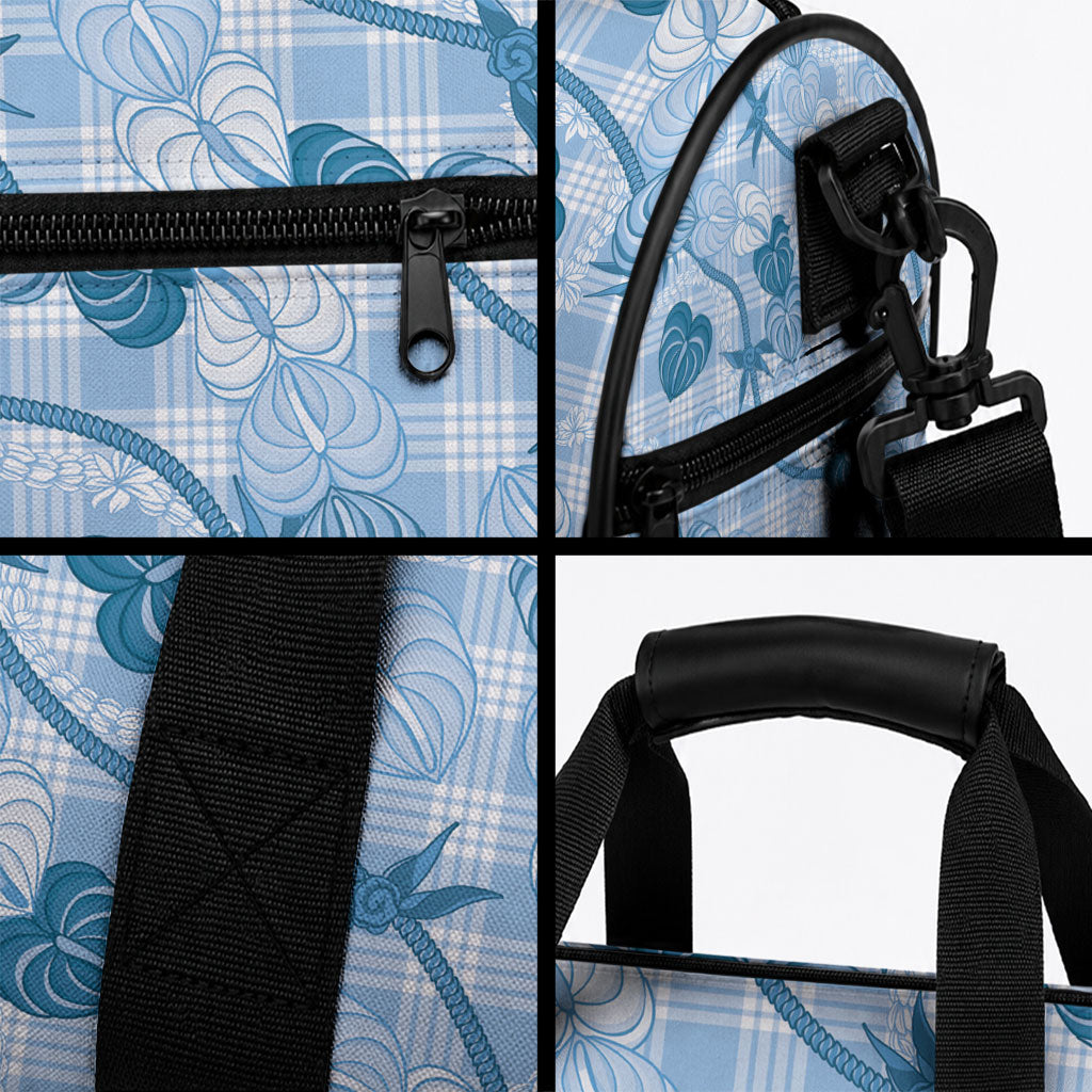 Anthurium Pikake Ti Leaf Palaka Duffle Bag Blue Version