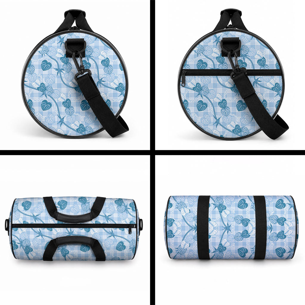 Anthurium Pikake Ti Leaf Palaka Duffle Bag Blue Version