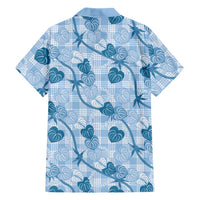Anthurium Pikake Ti Leaf Palaka Family Matching Long Sleeve Bodycon Dress and Hawaiian Shirt Blue Version LT01 - Polynesian Pride