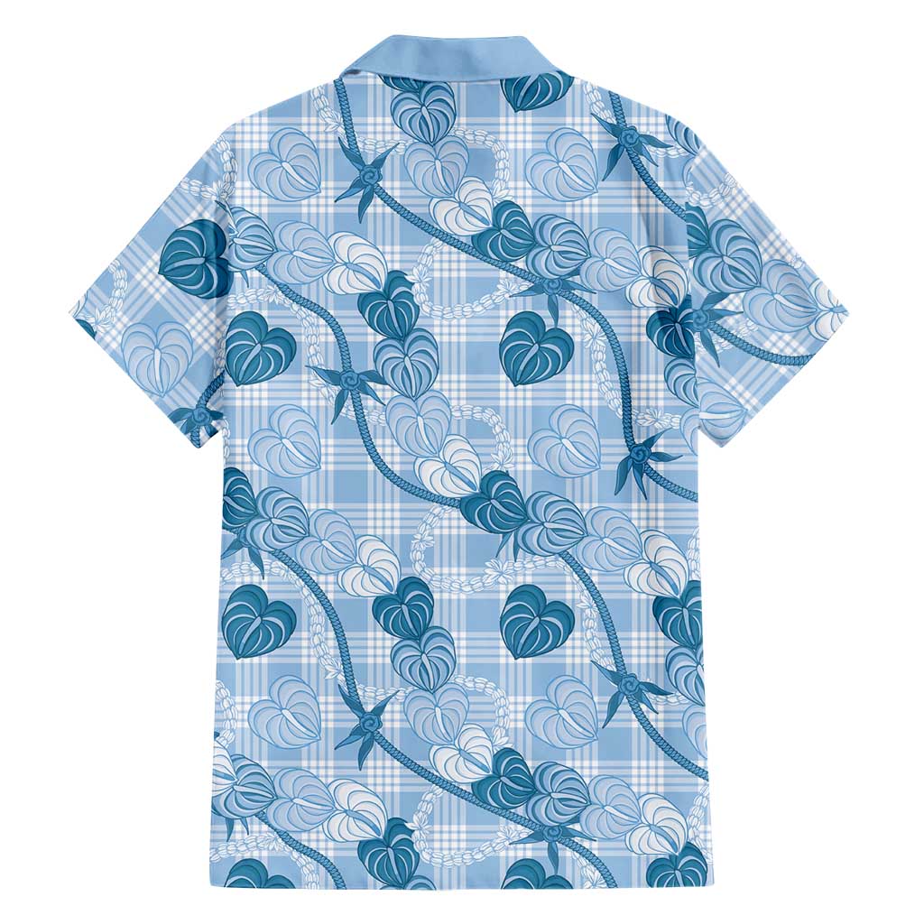Anthurium Pikake Ti Leaf Palaka Family Matching Tank Maxi Dress and Hawaiian Shirt Blue Version LT01 - Polynesian Pride