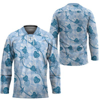 Anthurium Pikake Ti Leaf Palaka Hockey Jersey Blue Version LT01 - Polynesian Pride