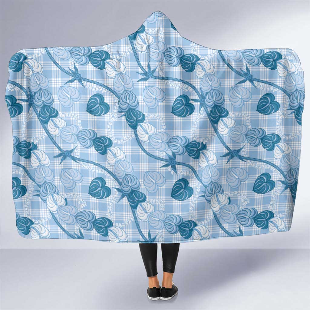 Anthurium Pikake Ti Leaf Palaka Hooded Blanket Blue Version