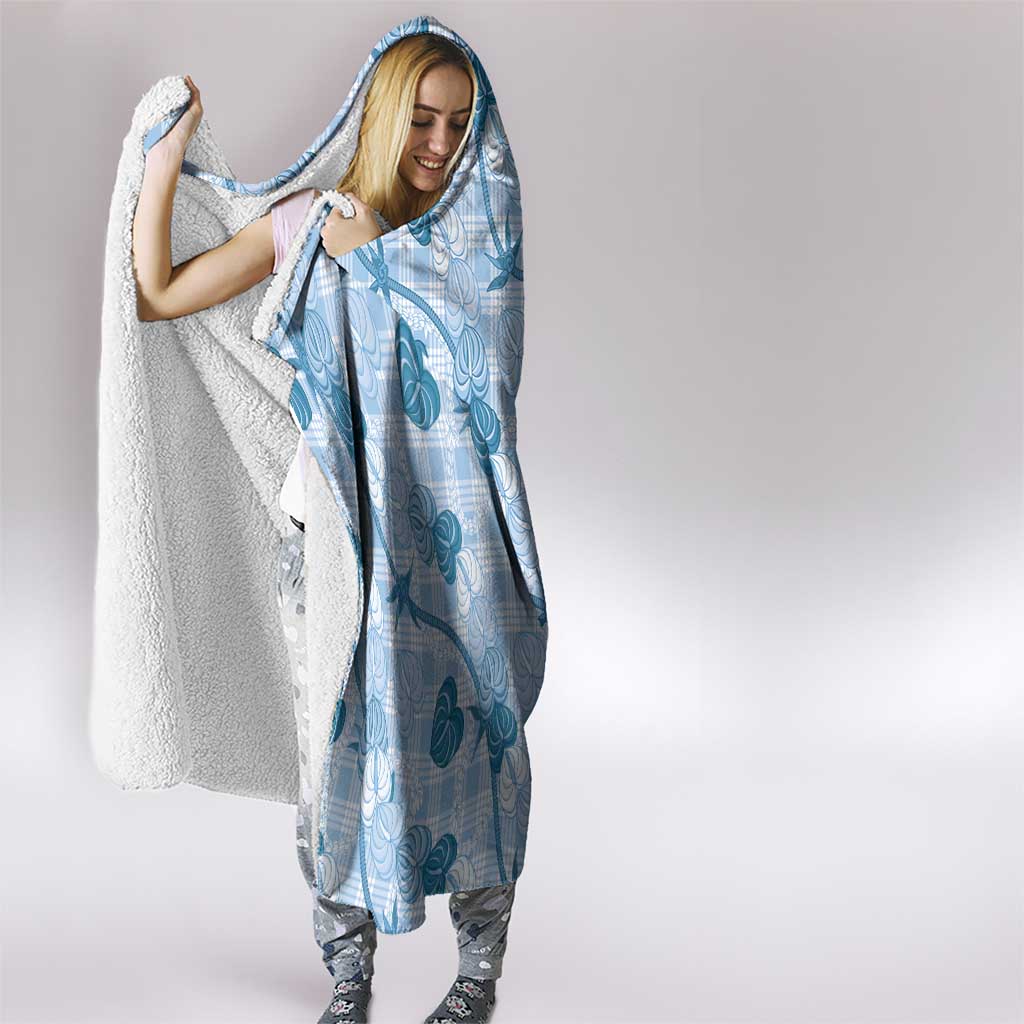Anthurium Pikake Ti Leaf Palaka Hooded Blanket Blue Version