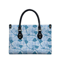 Anthurium Pikake Ti Leaf Palaka Leather Bag Blue Version