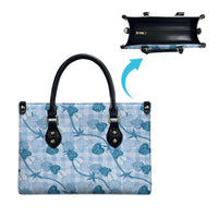 Anthurium Pikake Ti Leaf Palaka Leather Bag Blue Version