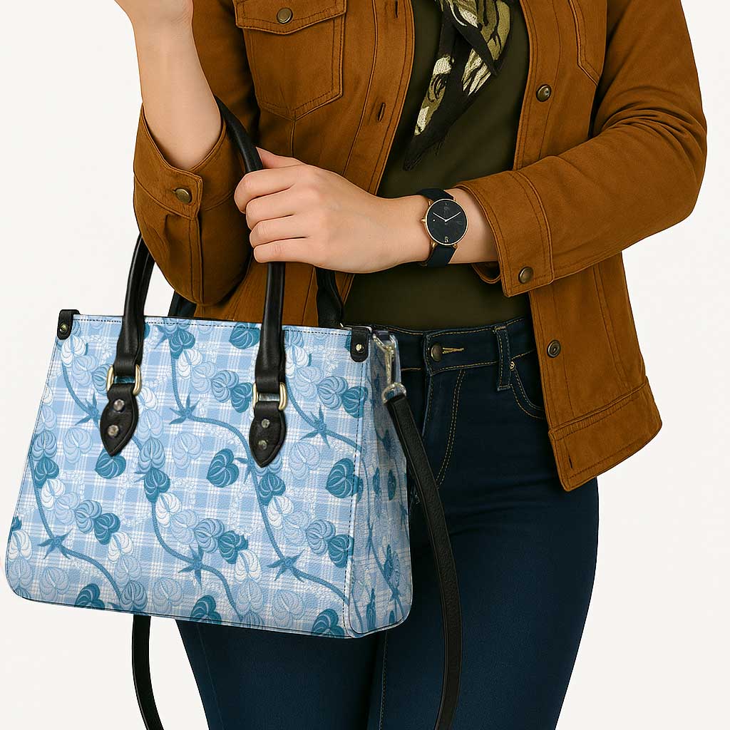 Anthurium Pikake Ti Leaf Palaka Leather Bag Blue Version