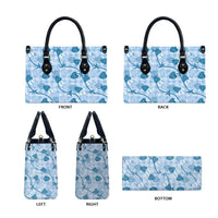 Anthurium Pikake Ti Leaf Palaka Leather Bag Blue Version