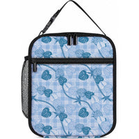 Anthurium Pikake Ti Leaf Palaka Lunch Bag Blue Version LT01 10.2 × 8.3 × 4.3 inch Blue - Polynesian Pride