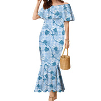 Anthurium Pikake Ti Leaf Palaka Mermaid Dress Blue Version