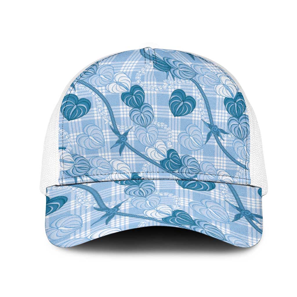 Anthurium Pikake Ti Leaf Palaka Mesh Trucker Cap Blue Version