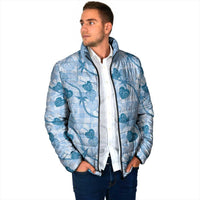 Anthurium Pikake Ti Leaf Palaka Padded Jacket Blue Version LT01 - Polynesian Pride