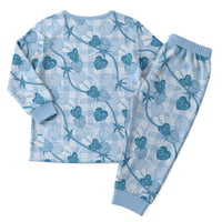 Anthurium Pikake Ti Leaf Palaka Christmas Pajama Set Blue Version LT01 - Polynesian Pride