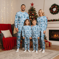 Anthurium Pikake Ti Leaf Palaka Christmas Pajama Set Blue Version LT01 - Polynesian Pride