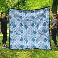 Anthurium Pikake Ti Leaf Palaka Quilt Blue Version LT01 - Polynesian Pride