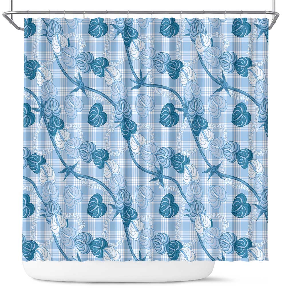 Anthurium Pikake Ti Leaf Palaka Shower Curtain Blue Version