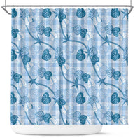 Anthurium Pikake Ti Leaf Palaka Shower Curtain Blue Version