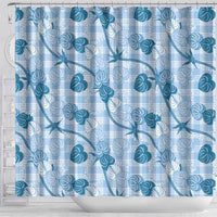 Anthurium Pikake Ti Leaf Palaka Shower Curtain Blue Version