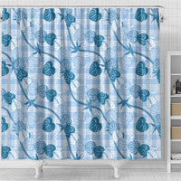 Anthurium Pikake Ti Leaf Palaka Shower Curtain Blue Version