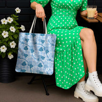 Anthurium Pikake Ti Leaf Palaka Tote Bag Blue Version