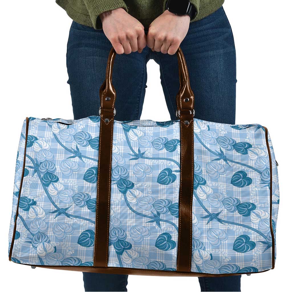 Anthurium Pikake Ti Leaf Palaka Travel Bag Blue Version