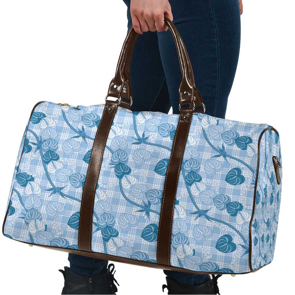 Anthurium Pikake Ti Leaf Palaka Travel Bag Blue Version
