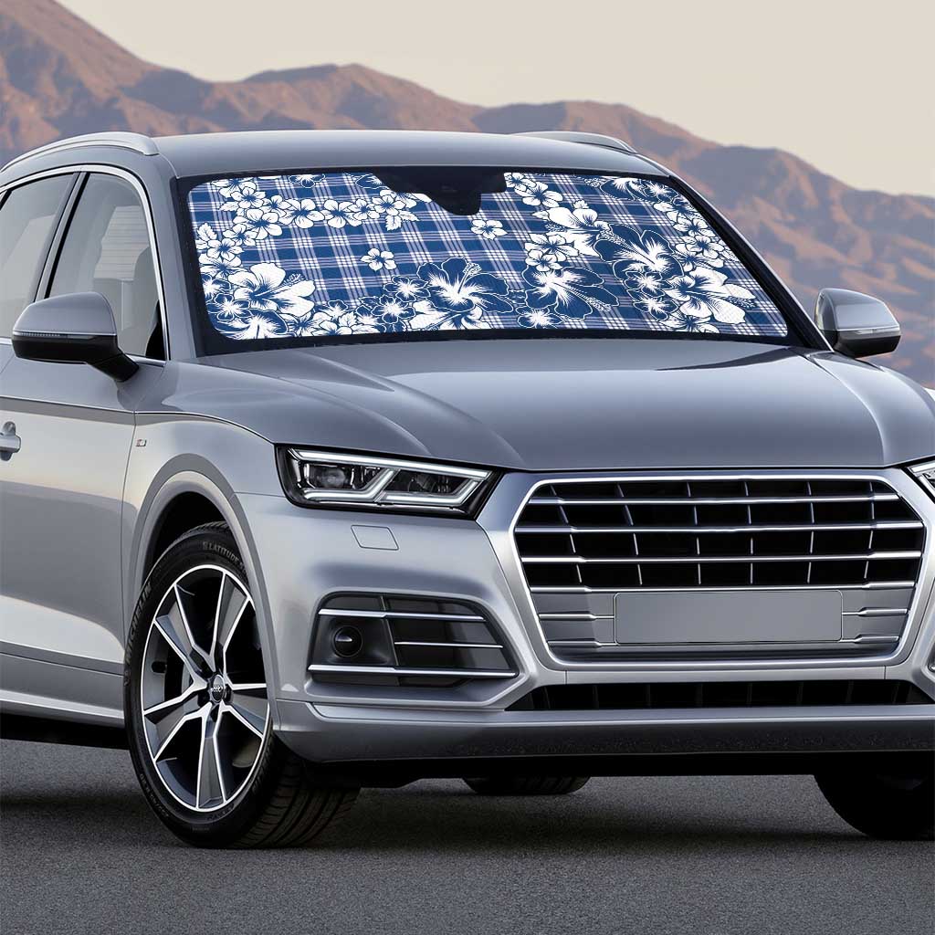 Hibiscus Pakala Cobalt Blue Royal Auto Sun Shade Tropical Floral Stylized - Polynesian Pride