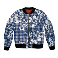 Hibiscus Pakala Cobalt Blue Royal Bomber Jacket Tropical Floral Stylized LT01 Unisex Blue - Polynesian Pride
