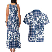 Hibiscus Pakala Cobalt Blue Royal Couples Matching Tank Maxi Dress and Hawaiian Shirt Tropical Floral Stylized - Polynesian Pride