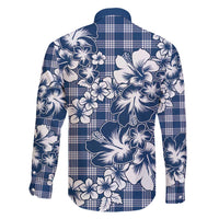 Hibiscus Pakala Cobalt Blue Royal Family Matching Off Shoulder Short Dress and Hawaiian Shirt Tropical Floral Stylized - Polynesian Pride