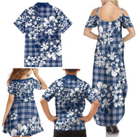 Hibiscus Pakala Cobalt Blue Royal Family Matching Summer Maxi Dress and Hawaiian Shirt Tropical Floral Stylized - Polynesian Pride